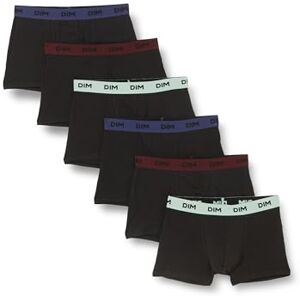 DIM Boxershorts voor heren, mix en kleuren, katoen, stretch, 6 stuks, Zwarte riem groen/blauw/rood, L DIM Boxershorts voor heren, mix en kleuren, katoen, stretch, 6 stuks, Zwarte riem groen/blauw/rood, L
