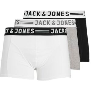 JACK & JONES Mens Sense 3 Pack Contrast Tailleband Stretch Boxer Slips, Lichtgrijs/Zwart/Wit, S JACK & JONES Mens Sense 3 Pack Contrast Tailleband Stretch Boxer Slips, Lichtgrijs/Zwart/Wit, S