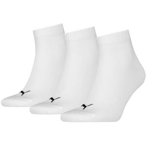 PUMA Uniseks effen quarter 3 pack, wit, 43-46 PUMA Uniseks effen quarter 3 pack, wit, 43-46