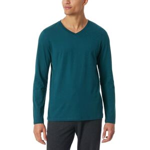 Schiesser Herenslaapshirt met lange mouwen en V-hals, organisch katoenmix + Relax pyjama-top, Petrol_182043, 48 Schiesser Herenslaapshirt met lange mouwen en V-hals, organisch katoenmix + Relax pyjama-top, Petrol_182043, 48