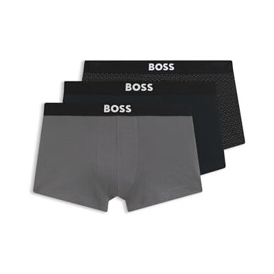 Boss Heren Trunk 3P ONE D Nauwsluitende boxershorts van stretchkatoen in verpakking van 3 stuks, Open Grey 070, S Boss Heren Trunk 3P ONE D Nauwsluitende boxershorts van stretchkatoen in verpakking van 3 stuks, Open Grey 070, S