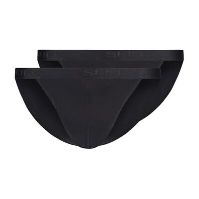 Skiny Tanga Cotton Rib G-string voor heren, verpakking van 2 stuks, zwart (080693), M Skiny Tanga Cotton Rib G-string voor heren, verpakking van 2 stuks, zwart (080693), M