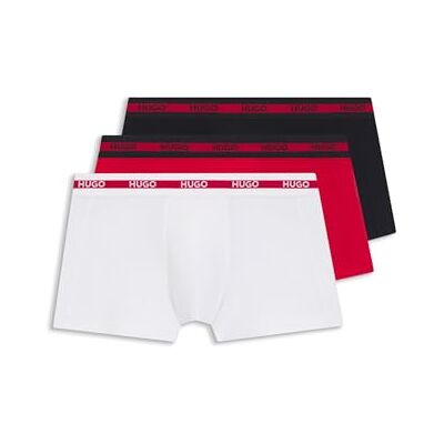 HUGO Heren Trunk Triplet Planet Drie-Pack Logo-Tailleband Trunks in Stretch Katoen, Helder Rood621, XL HUGO Heren Trunk Triplet Planet Drie-Pack Logo-Tailleband Trunks in Stretch Katoen, Helder Rood621, XL