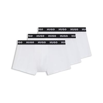 HUGO Trunk Triplet Pack boxershorts voor heren, verpakking van drie stuks, stretchkatoen met logo's op de tailleband, Nieuw Wit 100, XL HUGO Trunk Triplet Pack boxershorts voor heren, verpakking van drie stuks, stretchkatoen met logo's op de tailleband, Nieuw Wit 100, XL