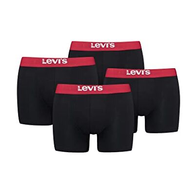 Levi's Heren Boxer (Pack van 4), Zwart/Rood, S Levi's Heren Boxer (Pack van 4), Zwart/Rood, S