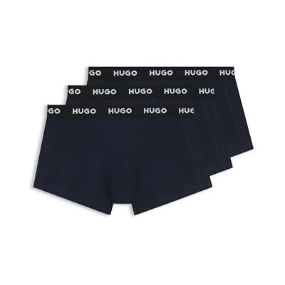 HUGO Trunk Triplet Pack boxershorts voor heren, verpakking van drie stuks, stretchkatoen met logo's op de tailleband, New Navy410, M HUGO Trunk Triplet Pack boxershorts voor heren, verpakking van drie stuks, stretchkatoen met logo's op de tailleband, New Navy410, M