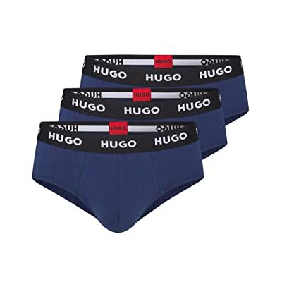 HUGO HIPBRIEF TRIPLETPACK Herenslips van stretchkatoen met logo op de tailleband, New Navy410, M HUGO HIPBRIEF TRIPLETPACK Herenslips van stretchkatoen met logo op de tailleband, New Navy410, M