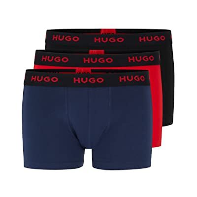 HUGO Heren Trunk Triplet Pack Drie-Pack van Stretch-Katoen Trunks met Logo taillebanden, Meerkleurig, S HUGO Heren Trunk Triplet Pack Drie-Pack van Stretch-Katoen Trunks met Logo taillebanden, Meerkleurig, S