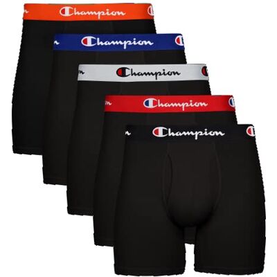 Champion Herenboxershorts, elke dag, comfort, stretch, katoen, vochtafvoerend ondergoed, multi-pack retroshorts (5-delige set, zwart, 5 stuks, S Champion Herenboxershorts, elke dag, comfort, stretch, katoen, vochtafvoerend ondergoed, multi-pack retroshorts (5-delige set, zwart, 5 stuks, S