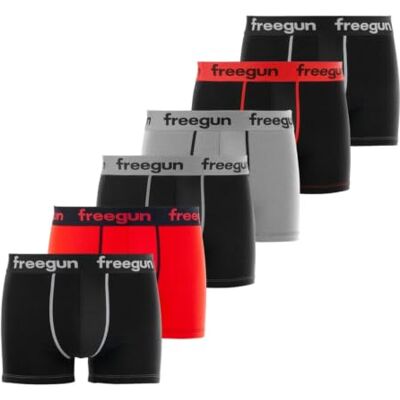 FREEGUN Boxershorts Heren Katoen, Set van 6, Zwart P1 (S) FREEGUN Boxershorts Heren Katoen, Set van 6, Zwart P1 (S)