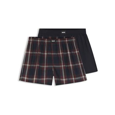 Boss Heren 2P Boxer S. CW Peach Pyjama-shorts van katoen-popeline met logo's in 2-pack, Open blue., S Boss Heren 2P Boxer S. CW Peach Pyjama-shorts van katoen-popeline met logo's in 2-pack, Open blue., S