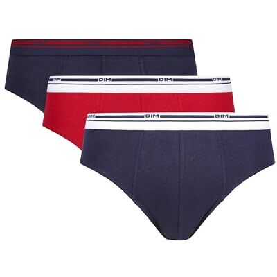DIM Korte Classic Cotton Stretch x3, Blauw Denim/Rouge Lave/Blauw Denim, L DIM Korte Classic Cotton Stretch x3, Blauw Denim/Rouge Lave/Blauw Denim, L