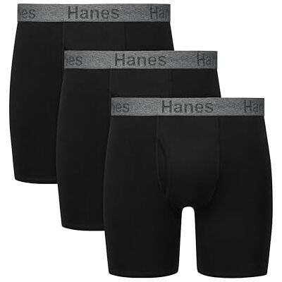 Hanes Stay Dry Pouch, katoenen stretch boxershort met lekbescherming, verpakking van 3 stuks, Zwart, zwart, zwart, XL Hanes Stay Dry Pouch, katoenen stretch boxershort met lekbescherming, verpakking van 3 stuks, Zwart, zwart, zwart, XL
