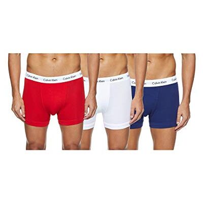 Calvin 3P Trunk heren Onderbroek,meerkleurig (wit/rood/pyro blue),S Calvin 3P Trunk heren Onderbroek,meerkleurig (wit/rood/pyro blue),S