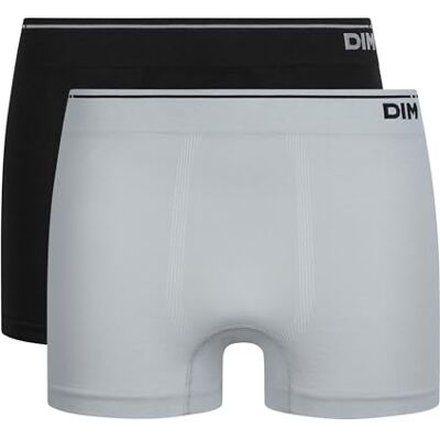 DIM Boxershorts voor heren, naadloos katoen, 2 stuks, zwart/hemelsgrijs, M DIM Boxershorts voor heren, naadloos katoen, 2 stuks, zwart/hemelsgrijs, M