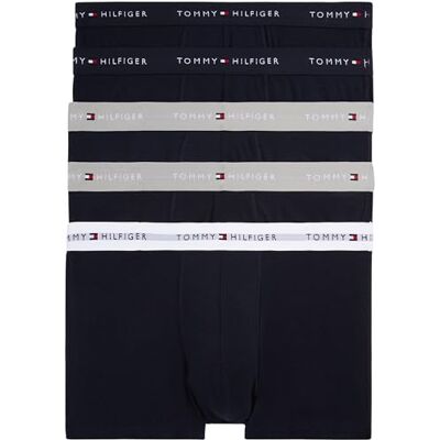 Tommy Hilfiger Heren Pack van 5 Boxer Short Trunks Stretch Katoen, Wit (Des Sky/Antiek Zilver/Wit), S Tommy Hilfiger Heren Pack van 5 Boxer Short Trunks Stretch Katoen, Wit (Des Sky/Antiek Zilver/Wit), S