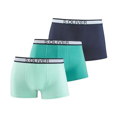 s.Oliver Boxershorts voor heren, 3 stuks, met gestreepte tailleband, Mint+groen + navy, S s.Oliver Boxershorts voor heren, 3 stuks, met gestreepte tailleband, Mint+groen + navy, S