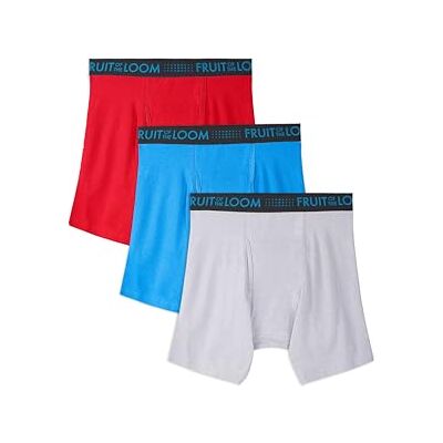 Fruit of the Loom Ademend ondergoed boxershorts kort (3-pack) heren, Boxershorts van gebreid katoen, verschillende kleuren, XL Fruit of the Loom Ademend ondergoed boxershorts kort (3-pack) heren, Boxershorts van gebreid katoen, verschillende kleuren, XL