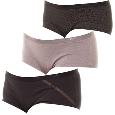 DIM Boxershorts, katoen, kleuren en motieven, voor dames, 3 stuks, Set zwart logo, 38-40 DIM Boxershorts, katoen, kleuren en motieven, voor dames, 3 stuks, Set zwart logo, 38-40