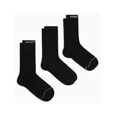Giorgio Armani MAN'S EXTENDED LOGO 3-PACK SOKKEN KORT ZWART TU, Zwart, One size Giorgio Armani MAN'S EXTENDED LOGO 3-PACK SOKKEN KORT ZWART TU, Zwart, One size