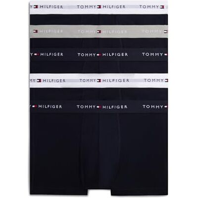 Tommy Hilfiger Heren Pack van 5 Boxer Short Trunks Stretch Katoen, Wit (Des Sky/Antiek Zilver/Wit), L Tommy Hilfiger Heren Pack van 5 Boxer Short Trunks Stretch Katoen, Wit (Des Sky/Antiek Zilver/Wit), L