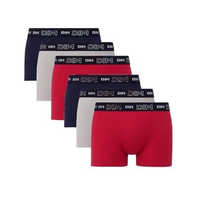 DIM Boxershorts voor heren, katoen, stretch, ademend, optimale grip, 6 stuks, Denimblauw/Topaas Rood/Staal, XL DIM Boxershorts voor heren, katoen, stretch, ademend, optimale grip, 6 stuks, Denimblauw/Topaas Rood/Staal, XL