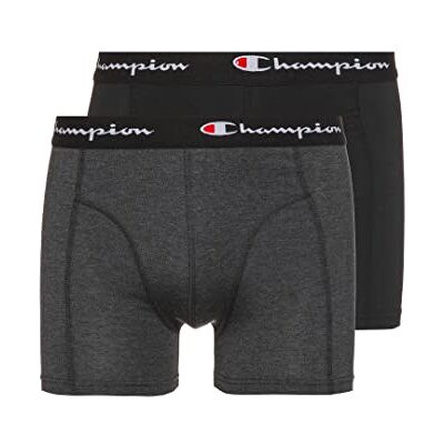 Champion heren Boxerslips Core x2, Zwart/Grijs (Dark Melange), S Champion heren Boxerslips Core x2, Zwart/Grijs (Dark Melange), S