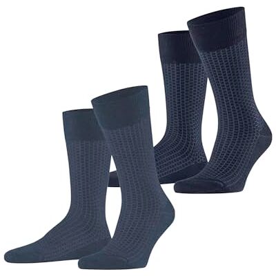 ESPRIT Heren Sokken Illusional Grid Multipack M So katoen gedessineerd 2 paar, Blauw Navy Blue Mix 0040, 39-42 ESPRIT Heren Sokken Illusional Grid Multipack M So katoen gedessineerd 2 paar, Blauw Navy Blue Mix 0040, 39-42