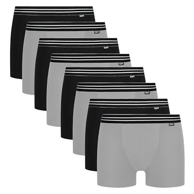 DIM Eco Boxershorts voor heren, katoen, stretch, comfortabel, zwart, 8 stuks, zwart/grijs/zwart/grijs, XL DIM Eco Boxershorts voor heren, katoen, stretch, comfortabel, zwart, 8 stuks, zwart/grijs/zwart/grijs, XL