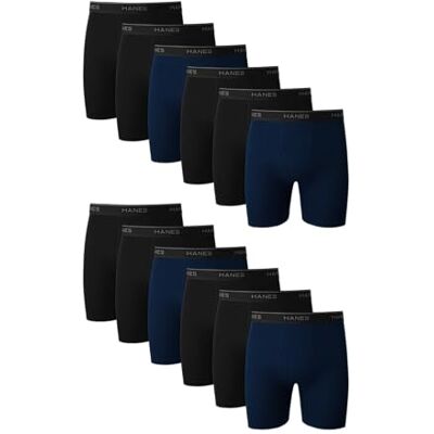 Hanes Ondergoedpakket voor heren, katoenen boxerslip, vochtafdrijvend, diverse vaste stoffen, verpakking van 12 stuks, Zwart, Blauw, Groen, Grijs, Rood, S Hanes Ondergoedpakket voor heren, katoenen boxerslip, vochtafdrijvend, diverse vaste stoffen, verpakking van 12 stuks, Zwart, Blauw, Groen, Grijs, Rood, S