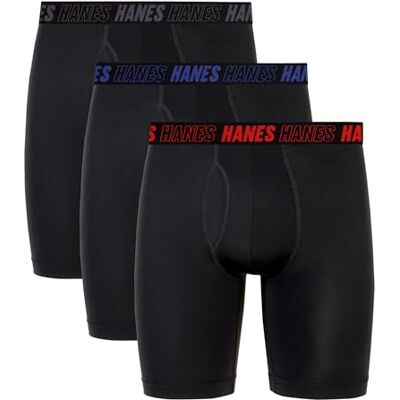 Hanes Heren Moves Performance Boxer Brief, Total Support Pouch, Regular, Trunk en Long Leg, 3-Pack, Lange Been Zwart 3 Pack, L Hanes Heren Moves Performance Boxer Brief, Total Support Pouch, Regular, Trunk en Long Leg, 3-Pack, Lange Been Zwart 3 Pack, L