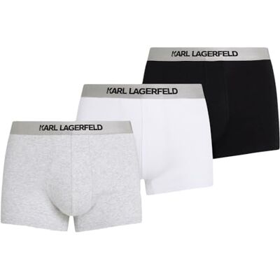 KARL LAGERFELD , Metallic elastische boxershort set (3 stuks), zwart, heren, ondergoed, zwart/wit/grijs., S KARL LAGERFELD , Metallic elastische boxershort set (3 stuks), zwart, heren, ondergoed, zwart/wit/grijs., S