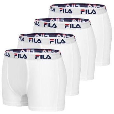FILA Boxershorts Heren Katoen, Set van 4, Wit WH (S) FILA Boxershorts Heren Katoen, Set van 4, Wit WH (S)