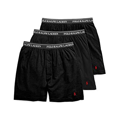 POLO RALPH LAUREN Heren Classic Fit Katoen Gebreide BoxersBoxer Shorts, Polo Zwart/Rood, M POLO RALPH LAUREN Heren Classic Fit Katoen Gebreide BoxersBoxer Shorts, Polo Zwart/Rood, M