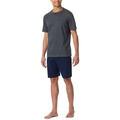 Schiesser Pyjama korte ronde hals Nightwear set, Antraciet 182198, 60 Schiesser Pyjama korte ronde hals Nightwear set, Antraciet 182198, 60
