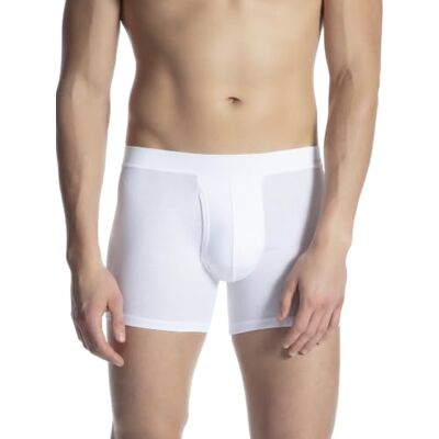 CALIDA Cotton Code Boxershorts voor heren, met stof beklede elastische tailleband, met gulp, wit, 50 CALIDA Cotton Code Boxershorts voor heren, met stof beklede elastische tailleband, met gulp, wit, 50