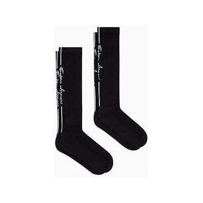 Giorgio Armani MAN'S SIGNATURE LOGO 2-PACK LANGE SOKKEN ZWART TU, Zwart, One size Giorgio Armani MAN'S SIGNATURE LOGO 2-PACK LANGE SOKKEN ZWART TU, Zwart, One size