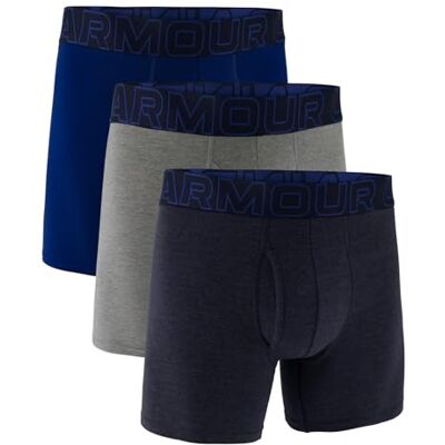 UNDER ARMOUR Men's Performance Cotton 6" 3 Pack Solid Boxer Briefs UNDER ARMOUR Men's Performance Cotton 6" 3 Pack Solid Boxer Briefs