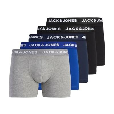 JACK & JONES Boxershorts voor heren, verpakking van 5 stuks, Zwart/Detail:zwart Navy Blazer Surf The Web Lgm, L JACK & JONES Boxershorts voor heren, verpakking van 5 stuks, Zwart/Detail:zwart Navy Blazer Surf The Web Lgm, L