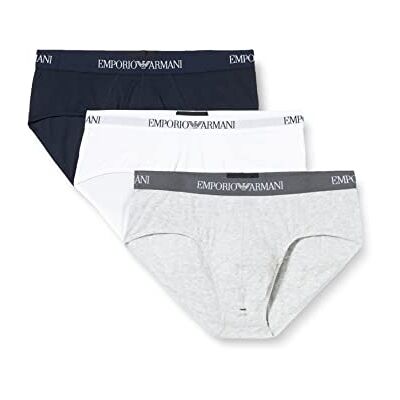 Giorgio Armani Heren boxershorts van echt katoen, 3 stuks (3 stuks), Zwart/Wit/Grijs, S Giorgio Armani Heren boxershorts van echt katoen, 3 stuks (3 stuks), Zwart/Wit/Grijs, S