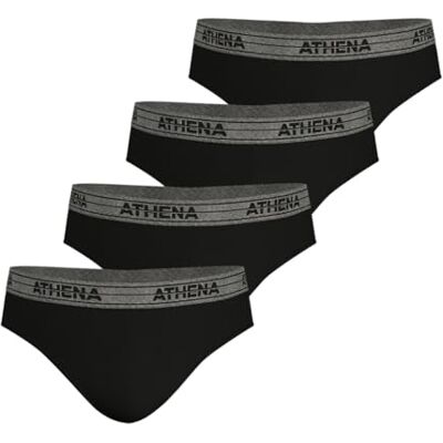 Athena Set van 4 herenslips Ecopack – slips van 100% katoen – klassieke ergonomische pasvorm, voering voor, comfort en grip – Oeko-Tex-label – zwart-zwart-zwart, 6 (XXL), Zwart, XXL Athena Set van 4 herenslips Ecopack – slips van 100% katoen – klassieke ergonomische pasvorm, voering voor, comfort en grip – Oeko-Tex-label – zwart-zwart-zwart, 6 (XXL), Zwart, XXL