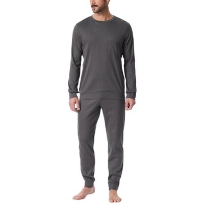 Schiesser Schlafanzug Lang Wärmere Baumwolle-Fein Interlock Pyjama Set voor heren, Anthrazit_182025, 64 Schiesser Schlafanzug Lang Wärmere Baumwolle-Fein Interlock Pyjama Set voor heren, Anthrazit_182025, 64