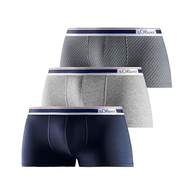 s.Oliver Hipster in 3-pack voor heren, 2 x effen kleuren, 1 x print, maat XL, marineblauw + grijs gemêleerd + aop, XL s.Oliver Hipster in 3-pack voor heren, 2 x effen kleuren, 1 x print, maat XL, marineblauw + grijs gemêleerd + aop, XL