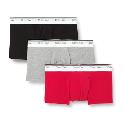 Calvin Heren Low Rise Trunk (Pack van 3), Grijs (Empower/Grijs Heather/Zwart), M Calvin Heren Low Rise Trunk (Pack van 3), Grijs (Empower/Grijs Heather/Zwart), M