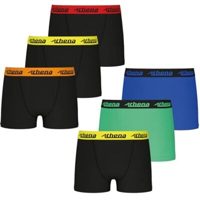 Athena ondergoed (6 stuks) jongens, zwart/groen/blauw, 14 Jaren Athena ondergoed (6 stuks) jongens, zwart/groen/blauw, 14 Jaren
