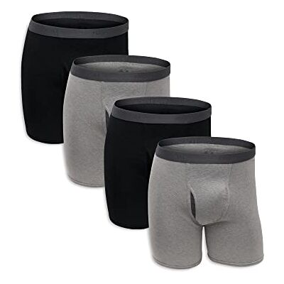 Fruit of the Loom Premium katoenen herenondergoed (normale en grote man) boxerslips (pak van 4), Zwart/Grijs (4 Pack), M Fruit of the Loom Premium katoenen herenondergoed (normale en grote man) boxerslips (pak van 4), Zwart/Grijs (4 Pack), M