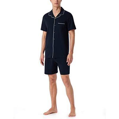 Schiesser Herren Schlafanzug kurz mit Knöpfen wärmere Baumwolle Fein Interlock Schiesser Herren Schlafanzug kurz mit Knöpfen wärmere Baumwolle Fein Interlock
