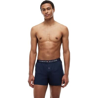 Tommy Hilfiger heren Cotton Woven Boxer Icon 1U87905489, Blauw, L Tommy Hilfiger heren Cotton Woven Boxer Icon 1U87905489, Blauw, L