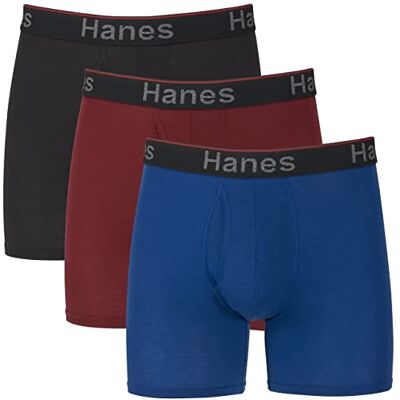 Hanes Boxershorts voor heren (verpakking van 3), Regular Leg Blauw/Rood/Zwart 3 Pack, M Hanes Boxershorts voor heren (verpakking van 3), Regular Leg Blauw/Rood/Zwart 3 Pack, M