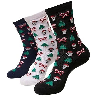 Urban Classics Grumpy Santa Christmas Socks 3-Pack Sokken zwart-wit-blauw EU 43-46 Urban Classics Grumpy Santa Christmas Socks 3-Pack Sokken zwart-wit-blauw EU 43-46